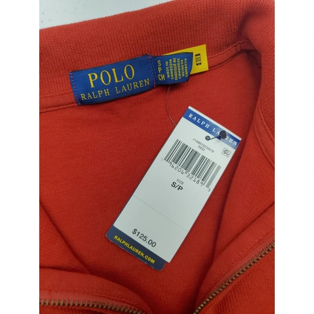 Polo Ralph Lauren Cotton Rib 1/4 Zip Pullover Sweater Red Men's Small NEW!